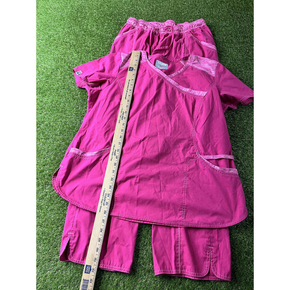 ScrubsStar Active Pink Scrub Set Top and Pants Size L top M pants